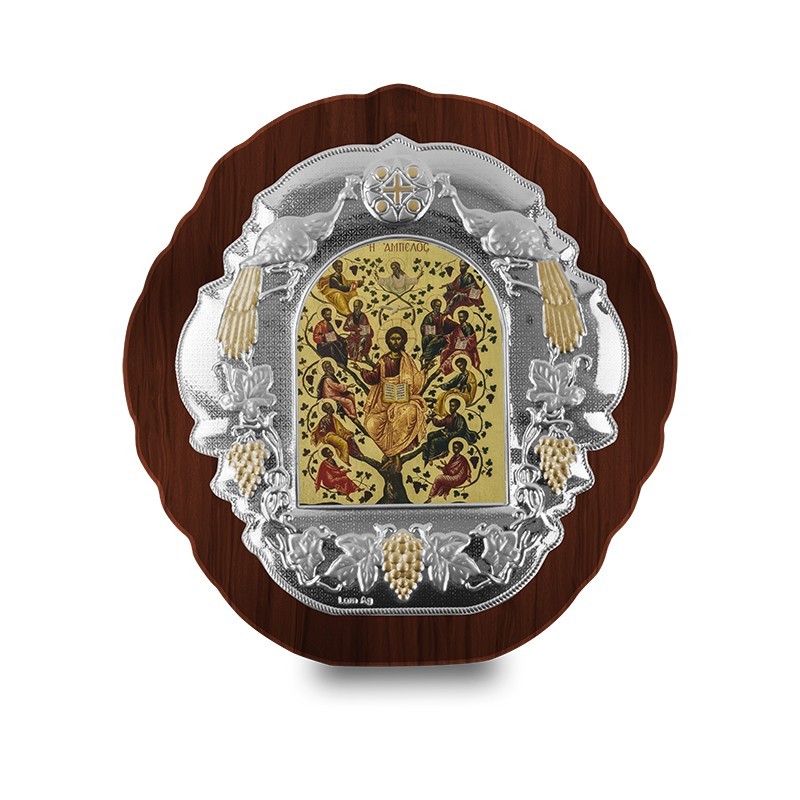 Ασημένια εικόνα Η ΑΜΠΕΛΟΣ ΑΓΙΟΓΡΑΦΙΑ 22x21cm