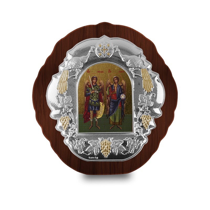 Ασημένια εικόνα ΑΡΧΩΝ ΜΙΧΑΗΛ κ ΓΑΒΡΙΗΛ ΑΓΙΟΓΡΑΦΙΑ 22x21cm