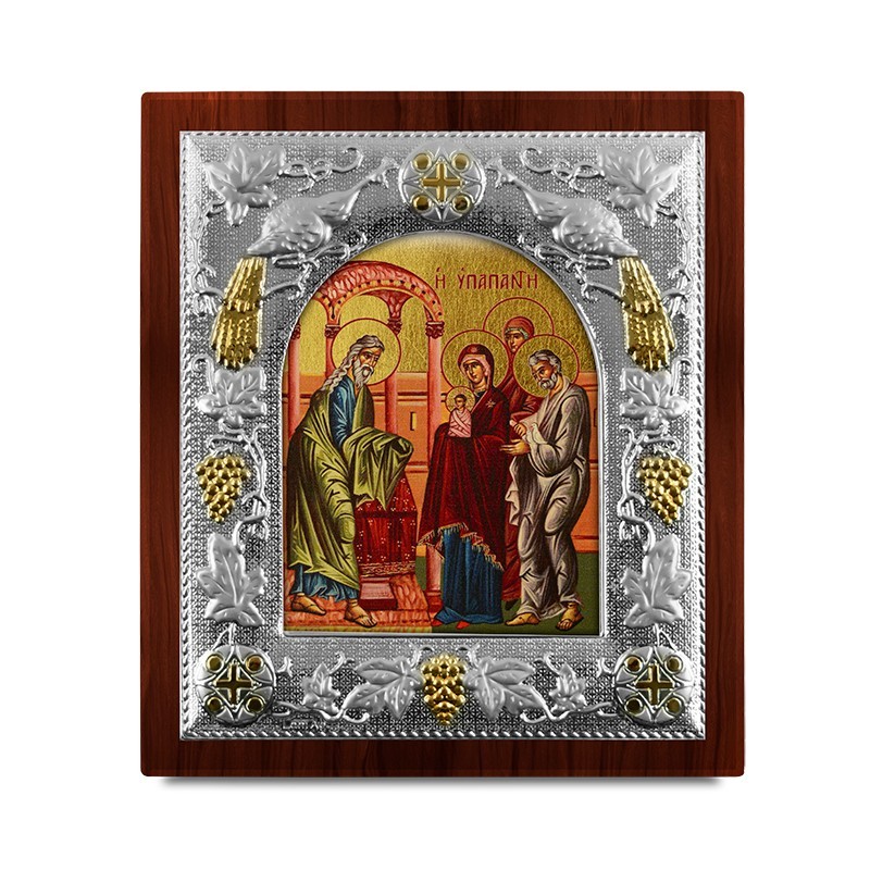 Ασημένια εικόνα Η ΥΠΑΠΑΝΤΗ-ΑΓΙΟΓΡΑΦΙΑ  19.5x17.5cm