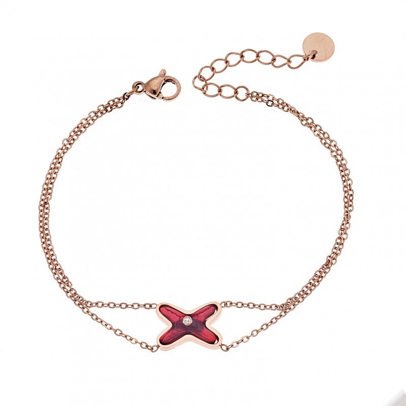 Βραχιόλι Senza Rose Gold -Bordeaux Steel SSD4213RR