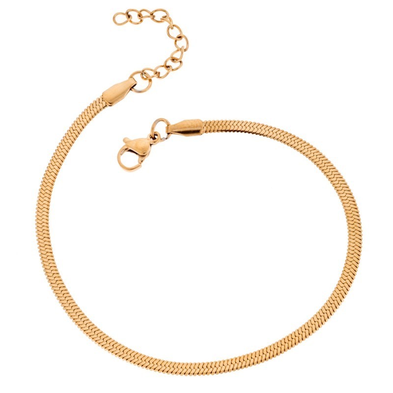 Αλυσίδα Ποδιού Φίδι SΕΝΖΑ Gold Stainless Steel 4mm-19+3cm Extension SSD4339GD