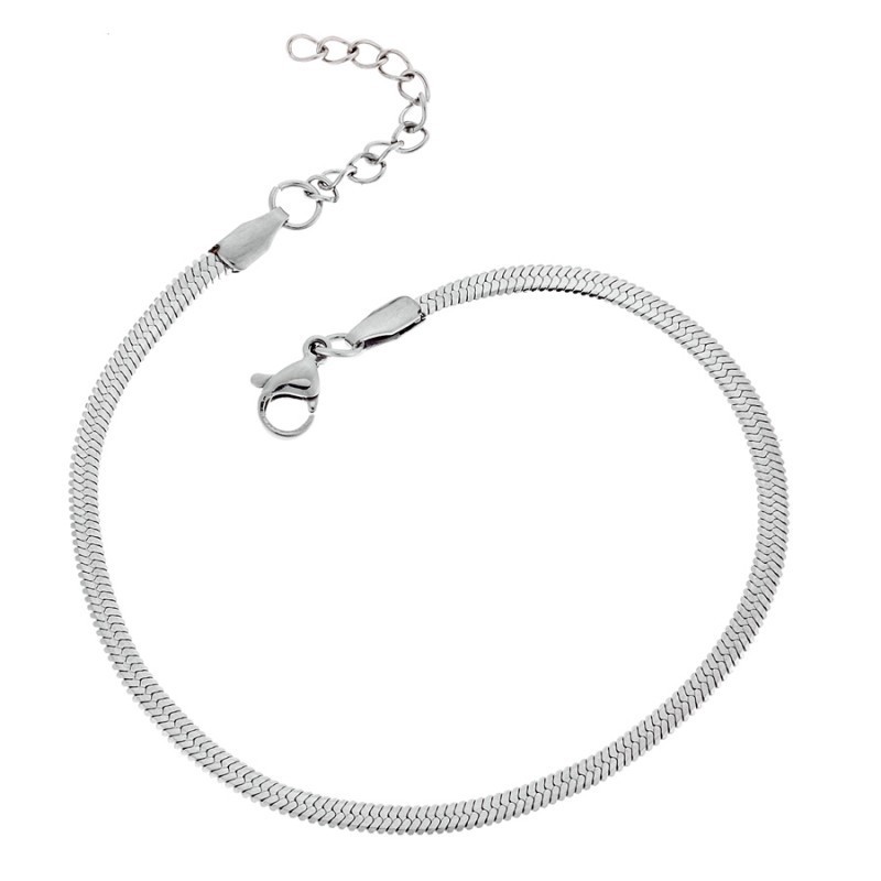 Αλυσίδα Ποδιού Φίδι SΕΝΖΑ Silver Stainless Steel 4mm-19+3cm Extension SSD4339SR