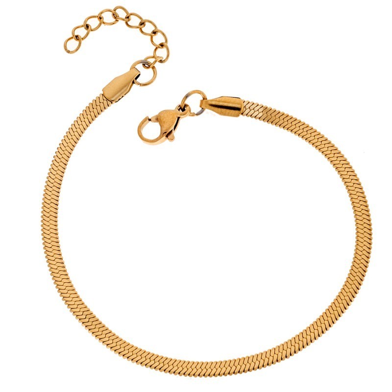 Αλυσίδα Χεριού Φίδι SΕΝΖΑ Gold Stainless Steel 4mm-17+3cm Extension SSD4340GD