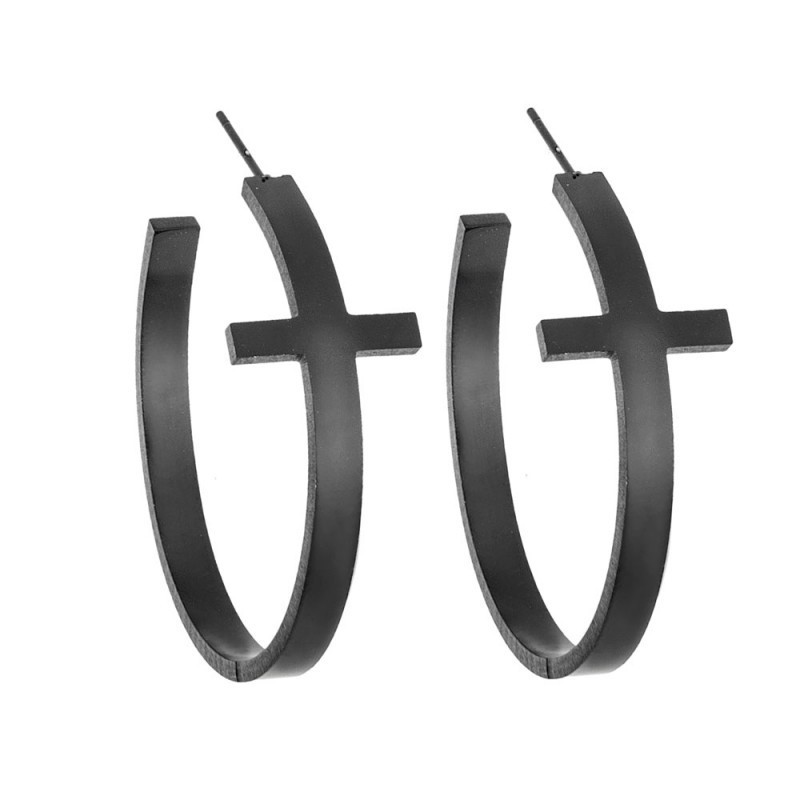 Σκουλαρίκια SENZA Steel Black Plated SSD3309BK