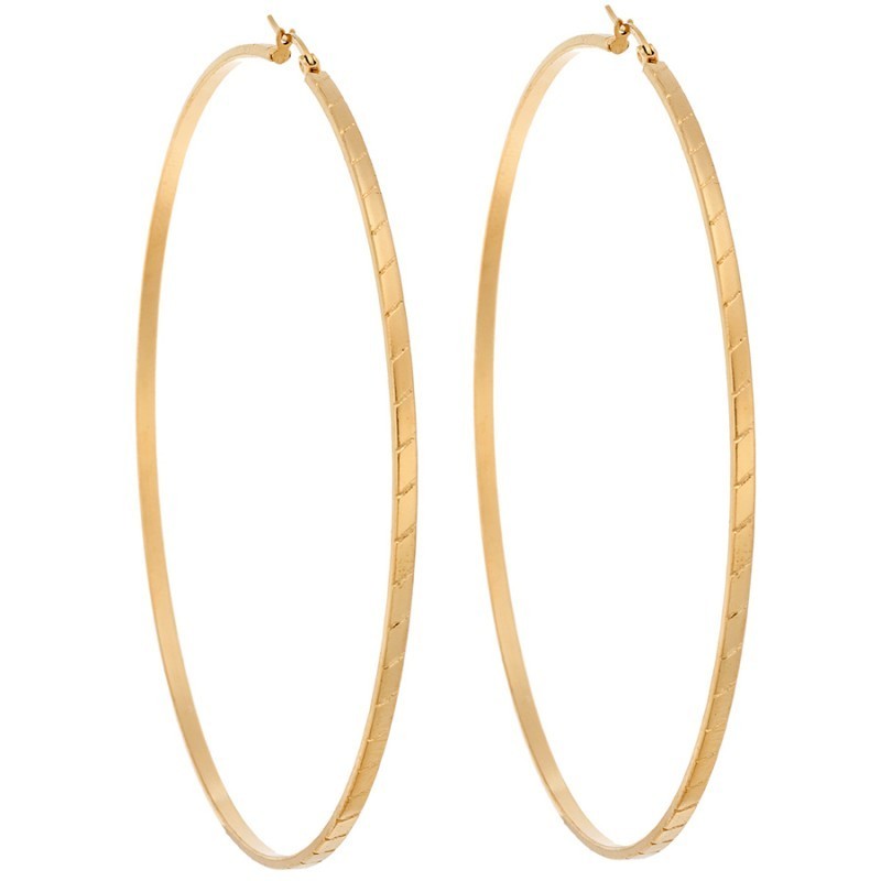 Σκουλαρίκια Κρίκοι SENZA Gold Plated Steel 9.5 cm SSD4724GD