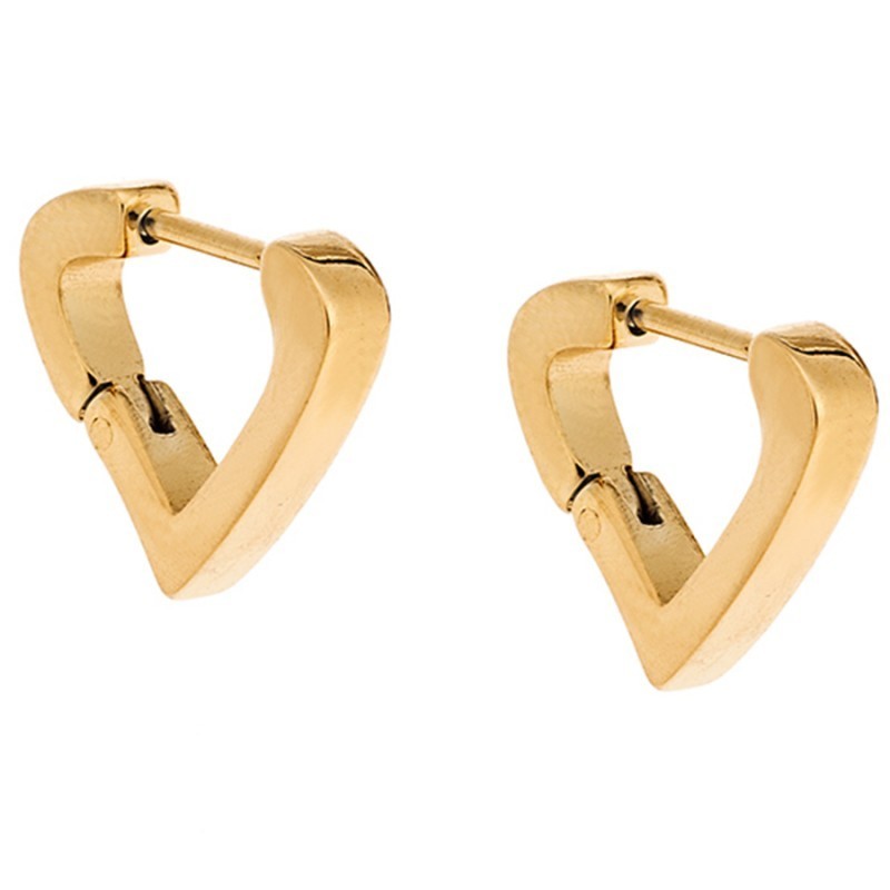 Σκουλαρίκια Κρίκοι Καρδιά SENZA Gold Plated Steel 1.4 cm SSD4738GD