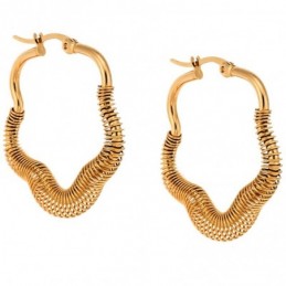 Σκουλαρίκια Κρίκοι Αστέρι SENZA Gold Plated Steel 3 cm SSD4760GD