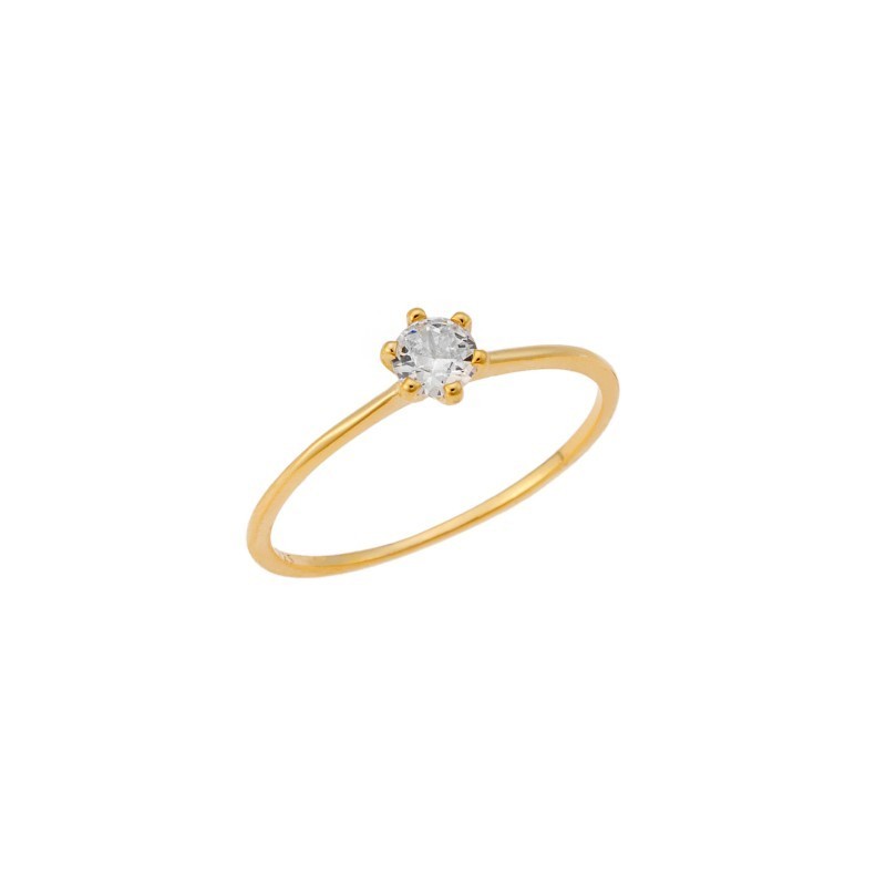 Δαχτυλίδι Γυναικείο Μονόπετρο Senza Silver 925 Gold Plated SSR3233GD