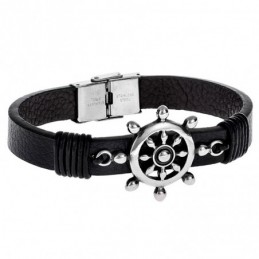 Βραχιόλι Senza Men`s Steel Leather Strap SSD3236