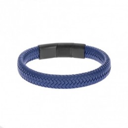 Βραχιόλι Senza Men`s Stainless Steel - Blue Leather Strap SSD3261BKBL