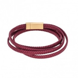 Βραχιόλι Senza Men`s Steel Red Leather Strap SSD3368GRD