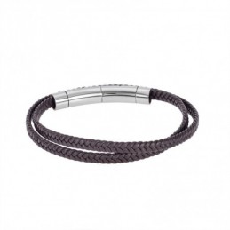 Βραχιόλι Senza Men`s Steel Brown Leather Strap SSD4956SBN