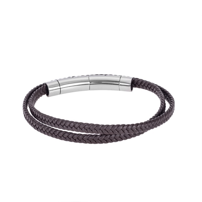 Βραχιόλι Senza Men`s Steel Brown Leather Strap SSD4956SBN