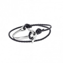 Βραχιόλι Senza Men`s Steel Black Leather Strap SSD4957SBK