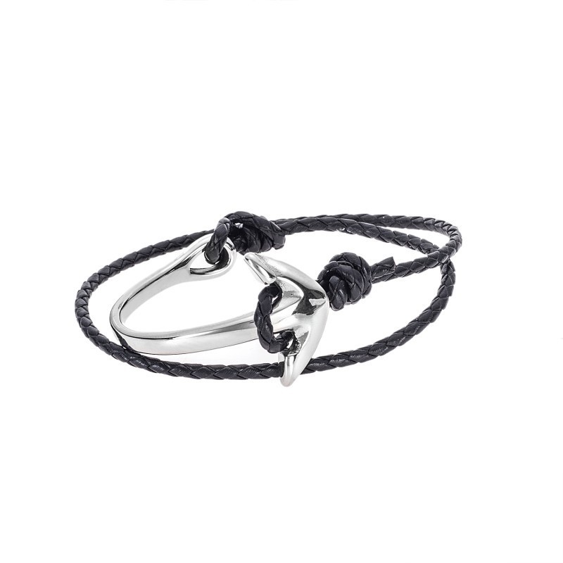 Βραχιόλι Senza Men`s Steel Black Leather Strap SSD4957SBK