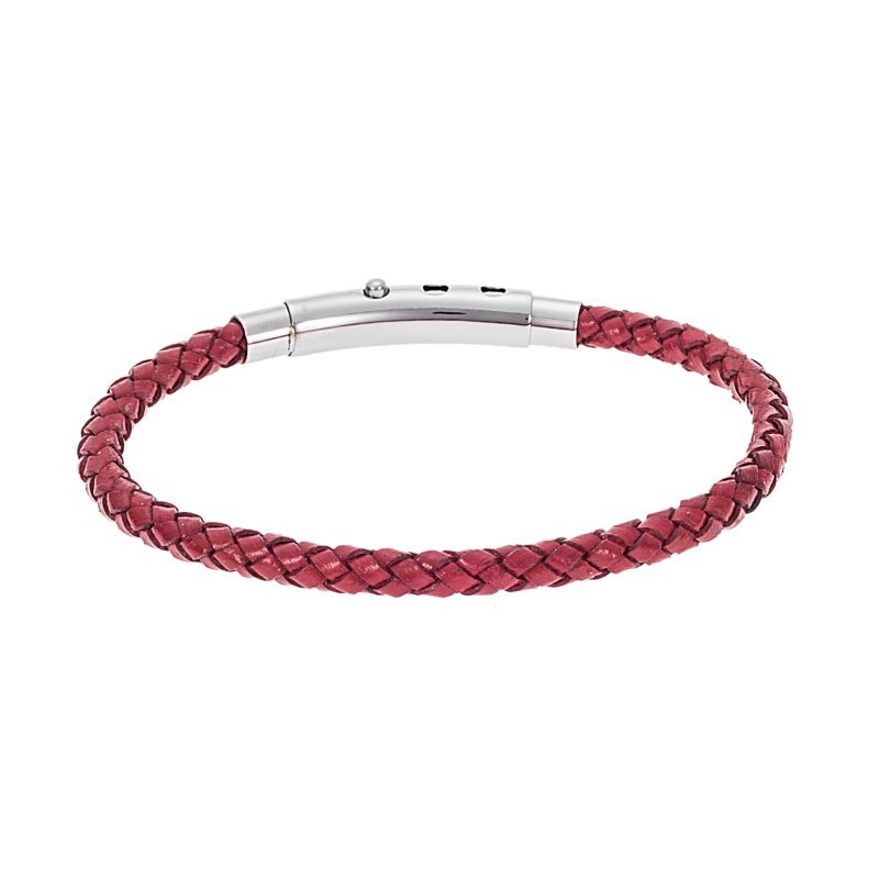 Βραχιόλι Senza Men`s Steel Red Leather Strap SSD4989RD