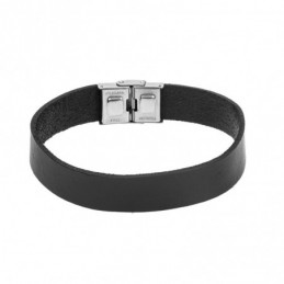 Βραχιόλι Senza Men`s Steel Black Leather Strap SSD4994BK