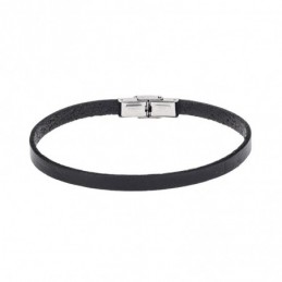 Βραχιόλι Senza Men`s Steel Black Leather Strap SSD4995-1BK