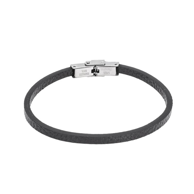 Βραχιόλι Senza Men`s Steel Black Leather Strap SSD4995BK