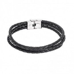 Βραχιόλι Senza Men`s Steel Black Leather Strap SSD4998BK