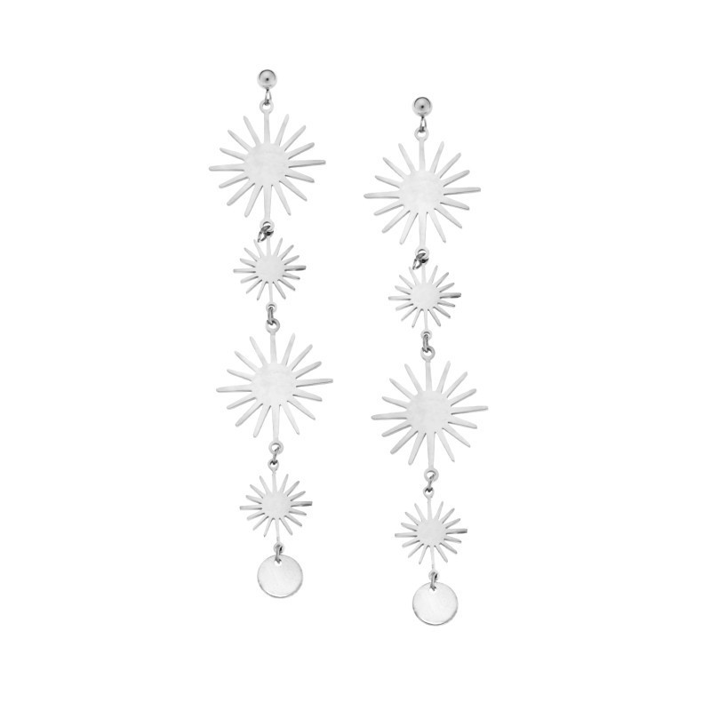 Σκουλαρίκια Γυναικεία SENZA κρεμαστά με σχέδιο από Ατσάλι SSD5138SR