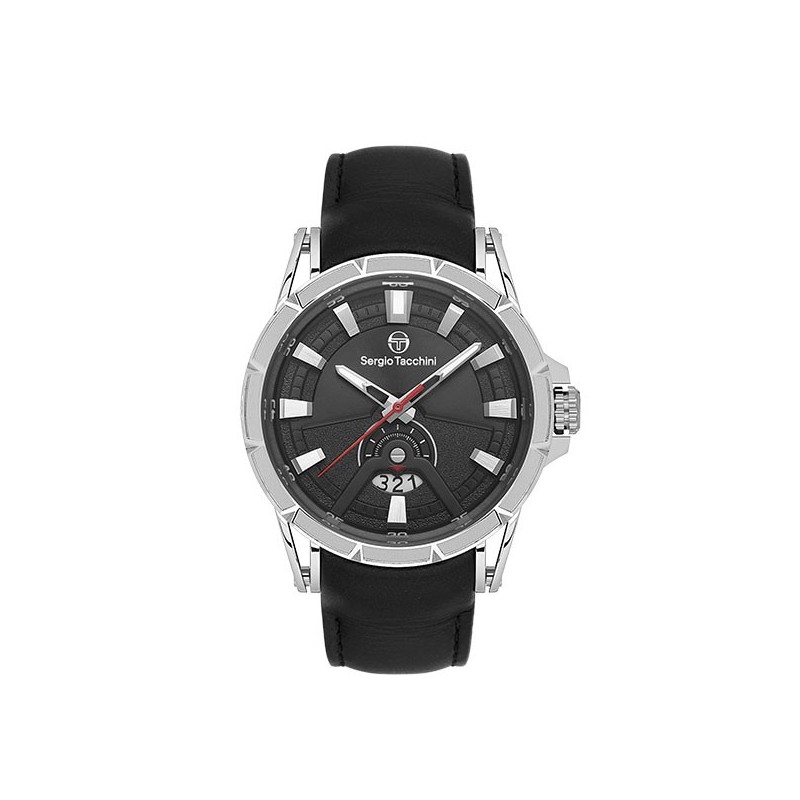 Ατσάλινο ρολόι με δερμάτινο λουράκι SERGIO TACCHINI ST.1.10455-1