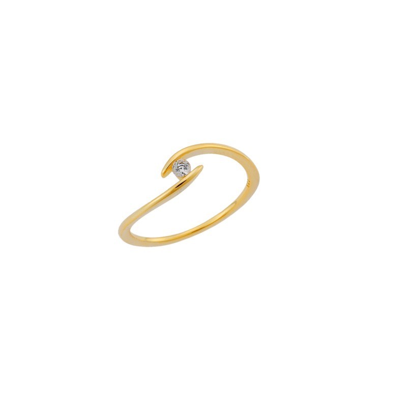 Δαχτυλίδι Γυναικείο Μονόπετρο Senza Silver 925 Gold Plated SSR3235GD