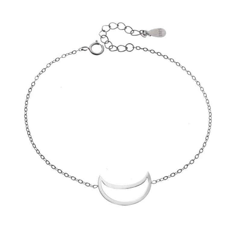 Βραχιόλι SENZA Rhodium Plated Ασήμι 925 Geometric Series Half Moon SSR4369SR