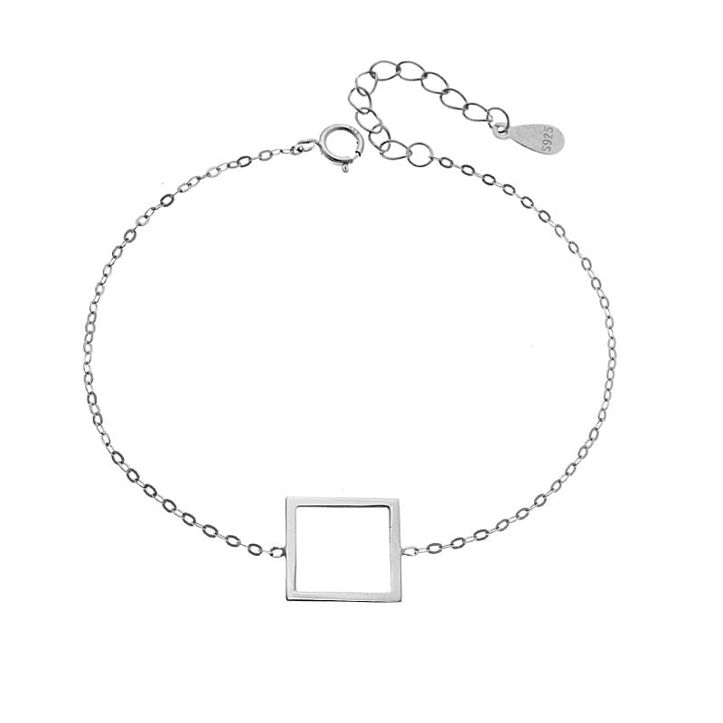 Βραχιόλι SENZA Rhodium Plated Ασήμι 925 Geometric Series Square SSR4370SR