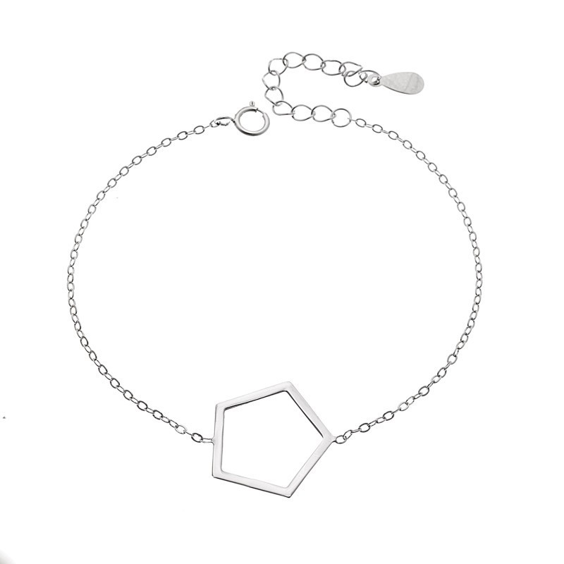 Βραχιόλι SENZA Rhodium Plated Ασήμι 925 Geometric Series Pentagon SSR4374SR