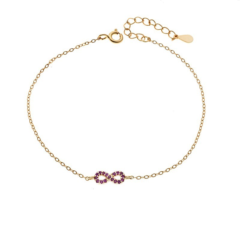Βραχιόλι SENZA Άπειρο Gold Plated Ασήμι 925 Double Face Fouchsia SSR4449GFU