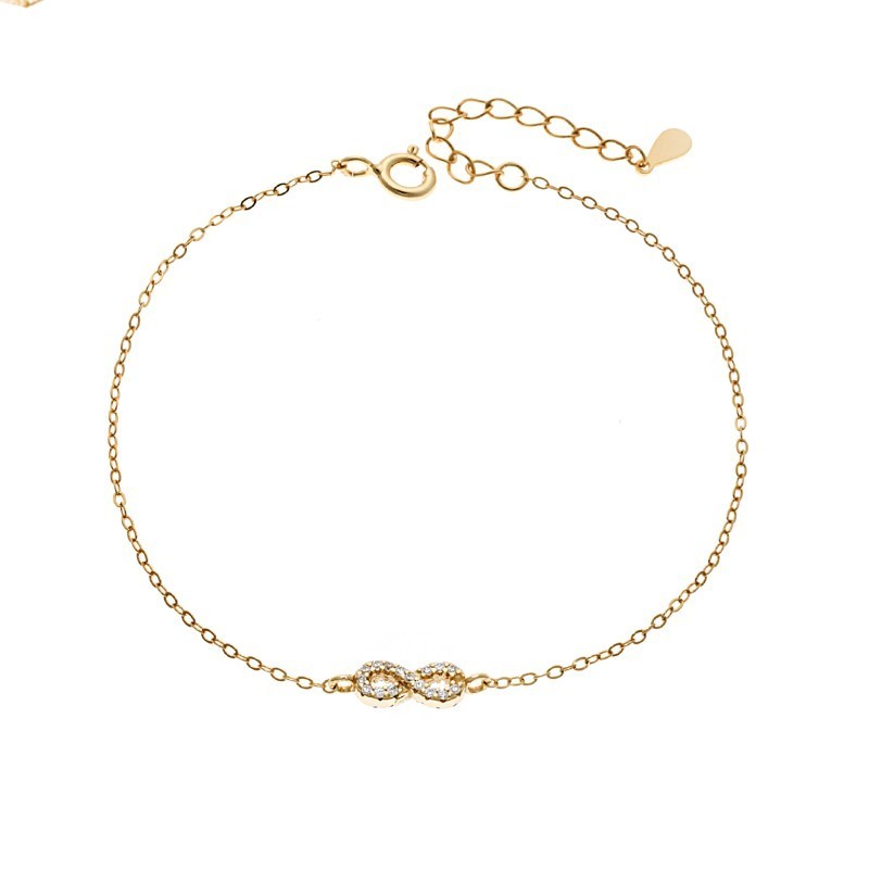 Βραχιόλι SENZA Άπειρο Gold Plated Ασήμι 925 Double Face Light Blue SSR4449GLB