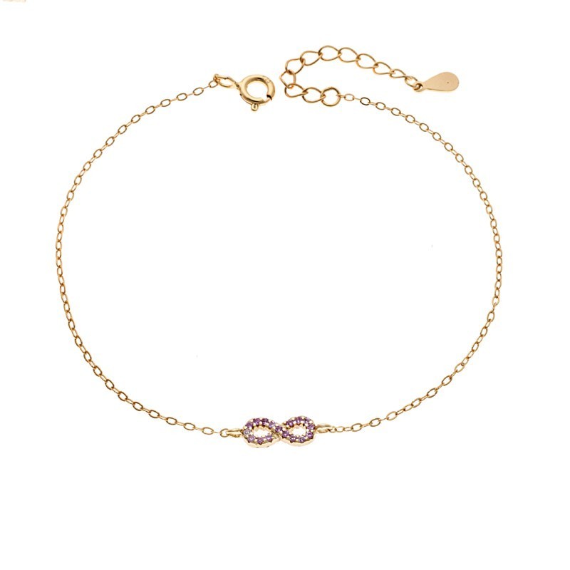 Βραχιόλι SENZA Άπειρο Gold Plated Ασήμι 925 Double Face Pink SSR4449GPK