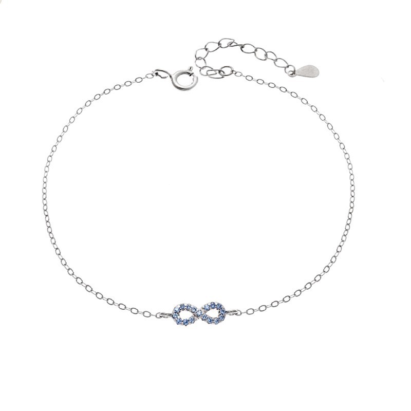 Βραχιόλι SENZA Άπειρο Rhodium Plated Ασήμι 925 Double Face Light Blue SSR4449SLB