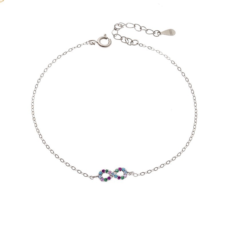 Βραχιόλι SENZA Άπειρο Rhodium Plated Ασήμι 925 Double Face Multicolour SSR4449SMU