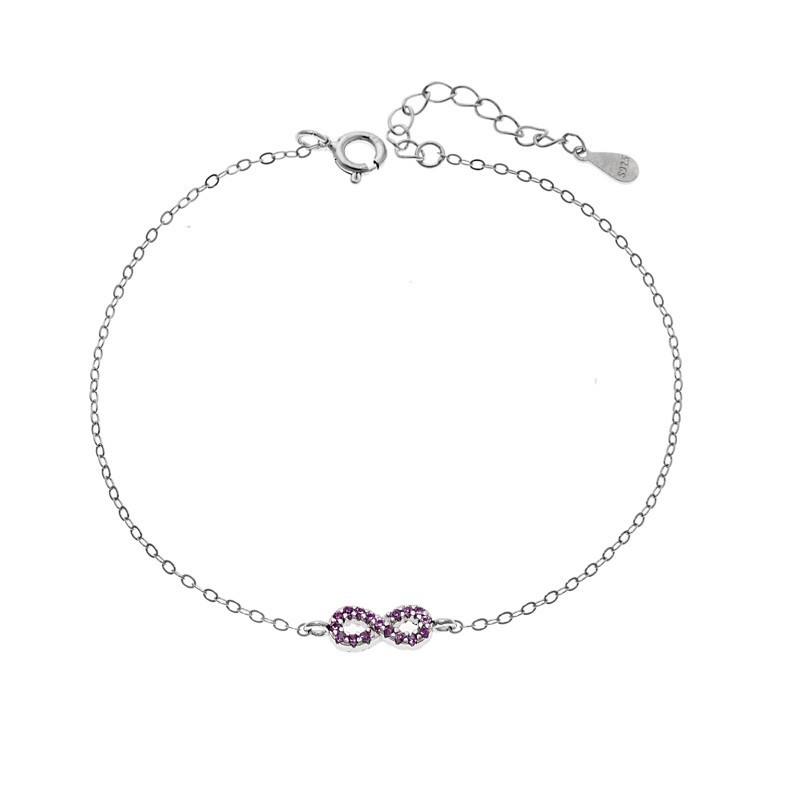 Βραχιόλι SENZA Άπειρο Rhodium Plated Ασήμι 925 Double Face Pink SSR4449SPK