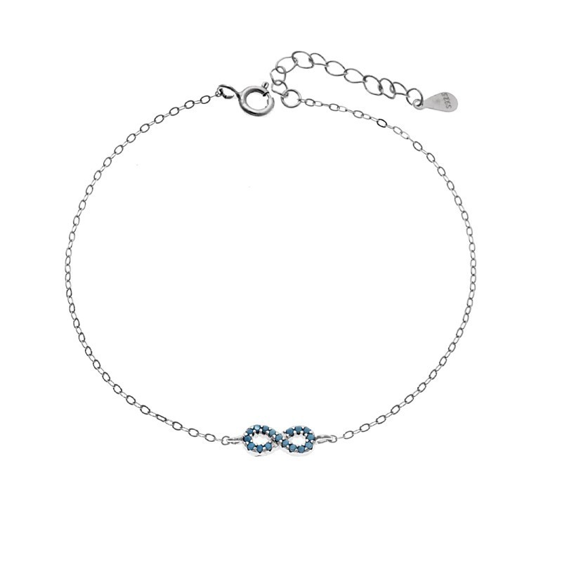 Βραχιόλι SENZA Άπειρο Rhodium Plated Ασήμι 925 Double Face Τurquoise SSR4449STQ