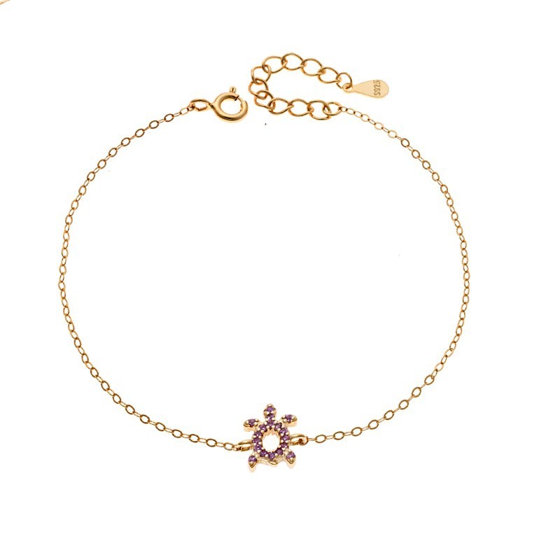 Βραχιόλι SENZA Χελώνα Gold Plated Ασήμι 925 Double Face Pink SSR4450GPK