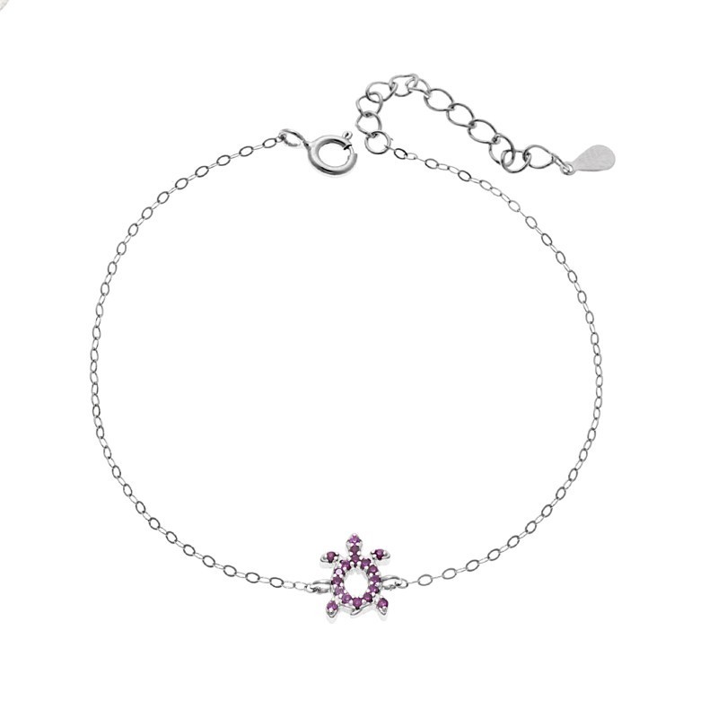 Βραχιόλι SENZA Χελώνα Rhodium Plated Ασήμι 925 Double Face Fouchsia SSR4450SFU
