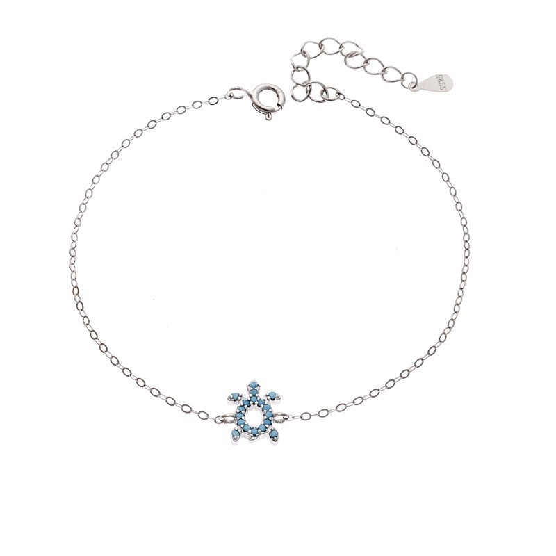 Βραχιόλι SENZA Χελώνα Rhodium Plated Ασήμι 925 Double Face Turquoise SSR4450STQ