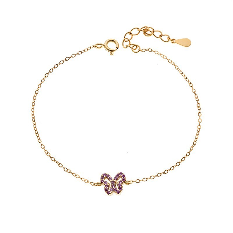 Βραχιόλι SENZA Πεταλούδα Gold Plated Ασήμι 925 Double Face Pink SSR4451GPK