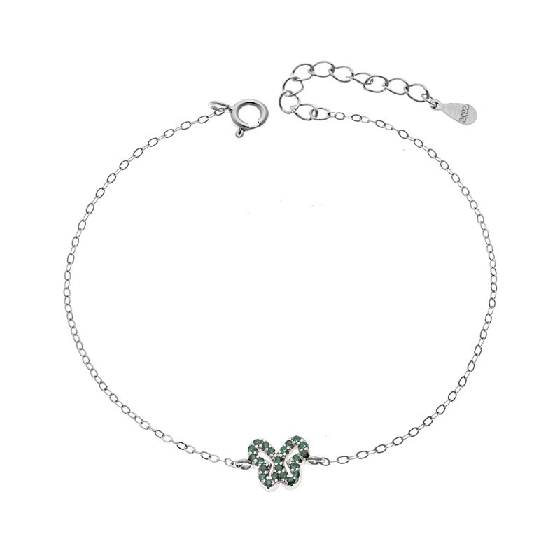 Βραχιόλι SENZA Πεταλούδα Rhodium Plated Ασήμι 925 Double Face Green SSR4451SGN