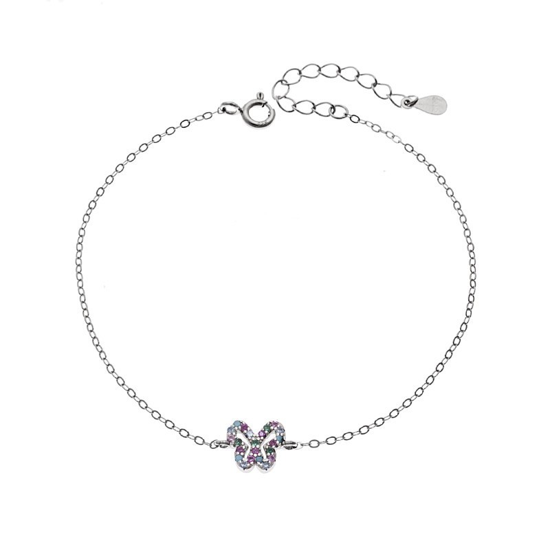 Βραχιόλι SENZA Πεταλούδα Rhodium Plated Ασήμι 925 Double Face Rainbow SSR4451SMU