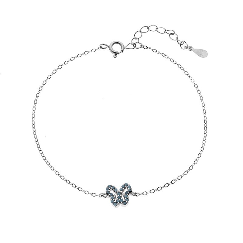 Βραχιόλι SENZA Πεταλούδα Rhodium Plated Ασήμι 925 Double Face Turquoise SSR4451STQ