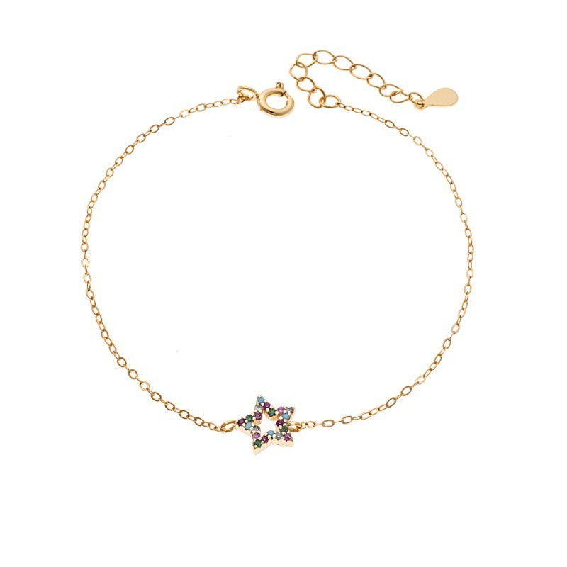 Βραχιόλι SENZA Αστεράκι Gold Plated Ασήμι 925 Double Face Rainbow SSR4452GMU