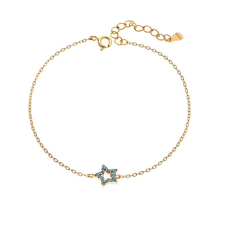 Βραχιόλι SENZA Αστεράκι Gold Plated Ασήμι 925 Double Face Turquoise SSR4452GTQ