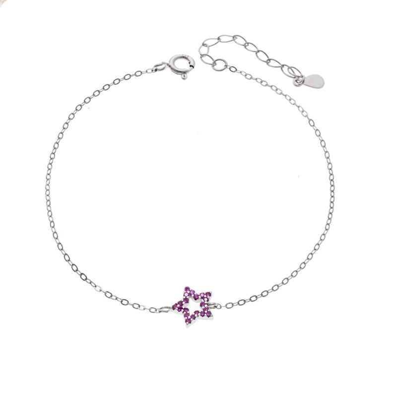 Βραχιόλι SENZA Αστεράκι Rhodium Plated Ασήμι 925 Double Face Fuchsia SSR4452SFU