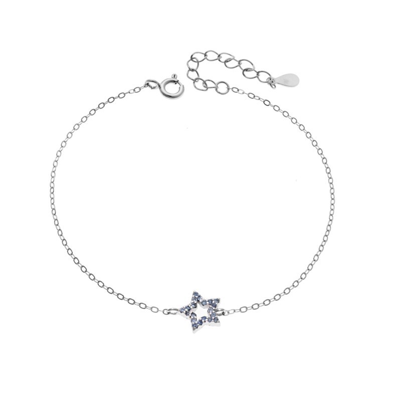 Βραχιόλι SENZA Αστεράκι Rhodium Plated Ασήμι 925 Double Face Light Blue SSR4452SLB