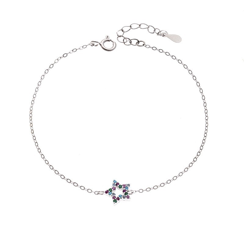 Βραχιόλι SENZA Αστεράκι Rhodium Plated Ασήμι 925 Double Face Rainbow SSR4452SMU