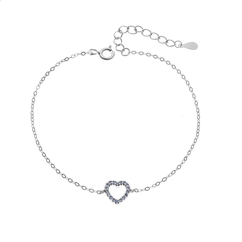 Βραχιόλι SENZA Καρδιά Rhodium Plated Ασήμι 925 Double Face Turquoise SSR4453SLB